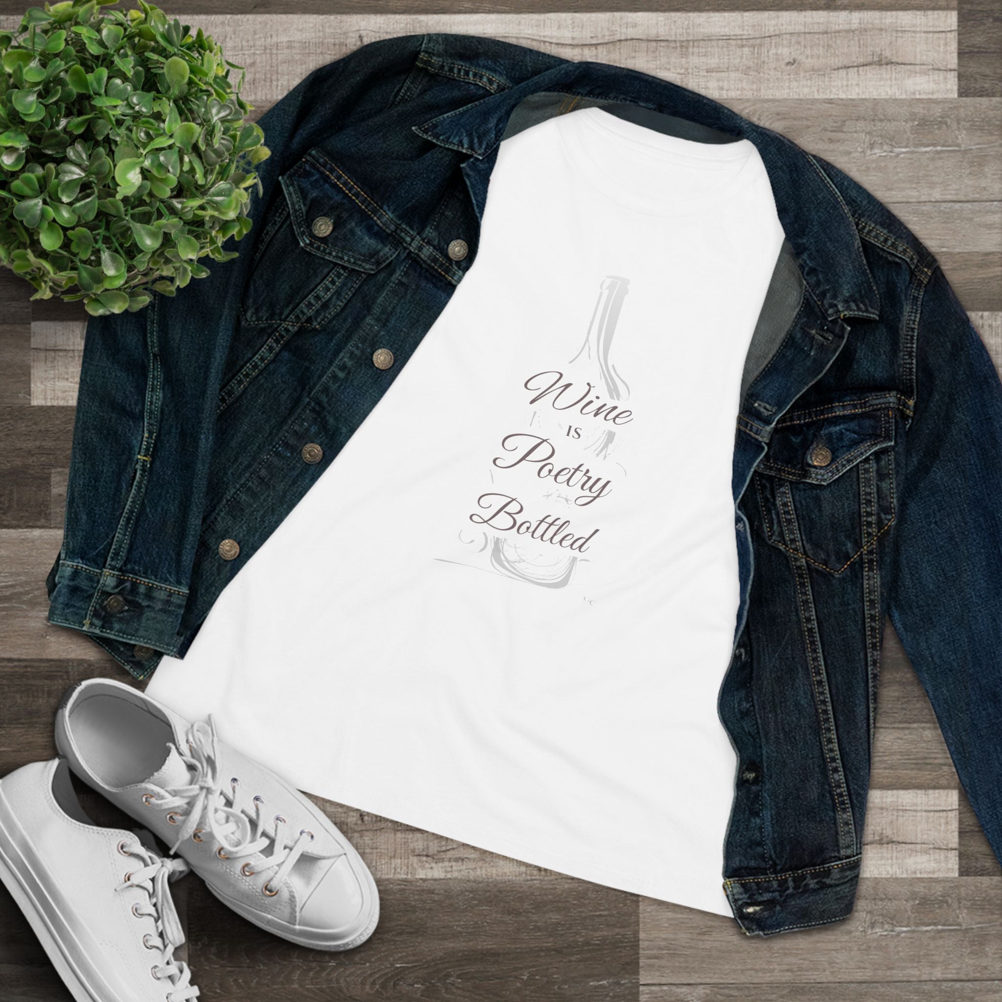 Wine & Poetry Women’s Cotton Tee | Elegant Shirt for Wine Lovers, Casual Outings, and Celebrations